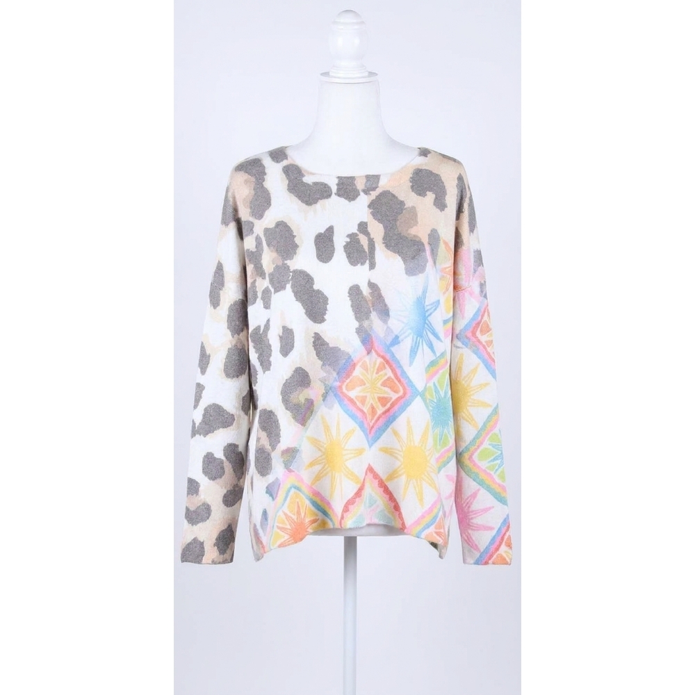NEW GIGI MODA celeste cheetah print sweater in white